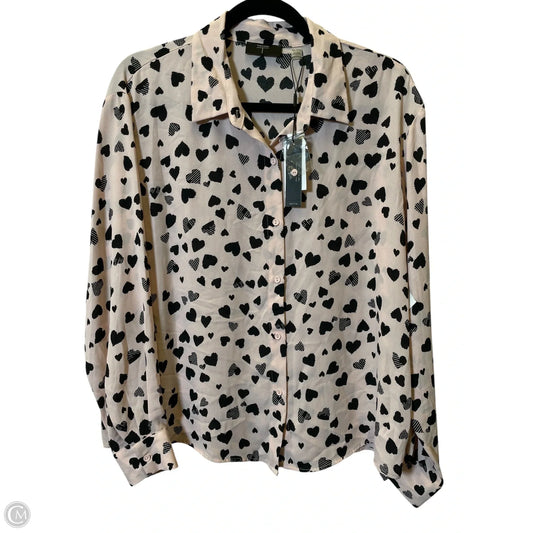 Top Long Sleeve By Tahari By Arthur Levine In Black & Pink, Size: Xlp