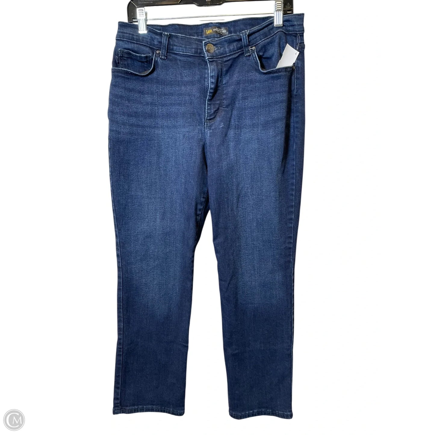 Jeans Straight By Lee In Blue Denim, Size: 12