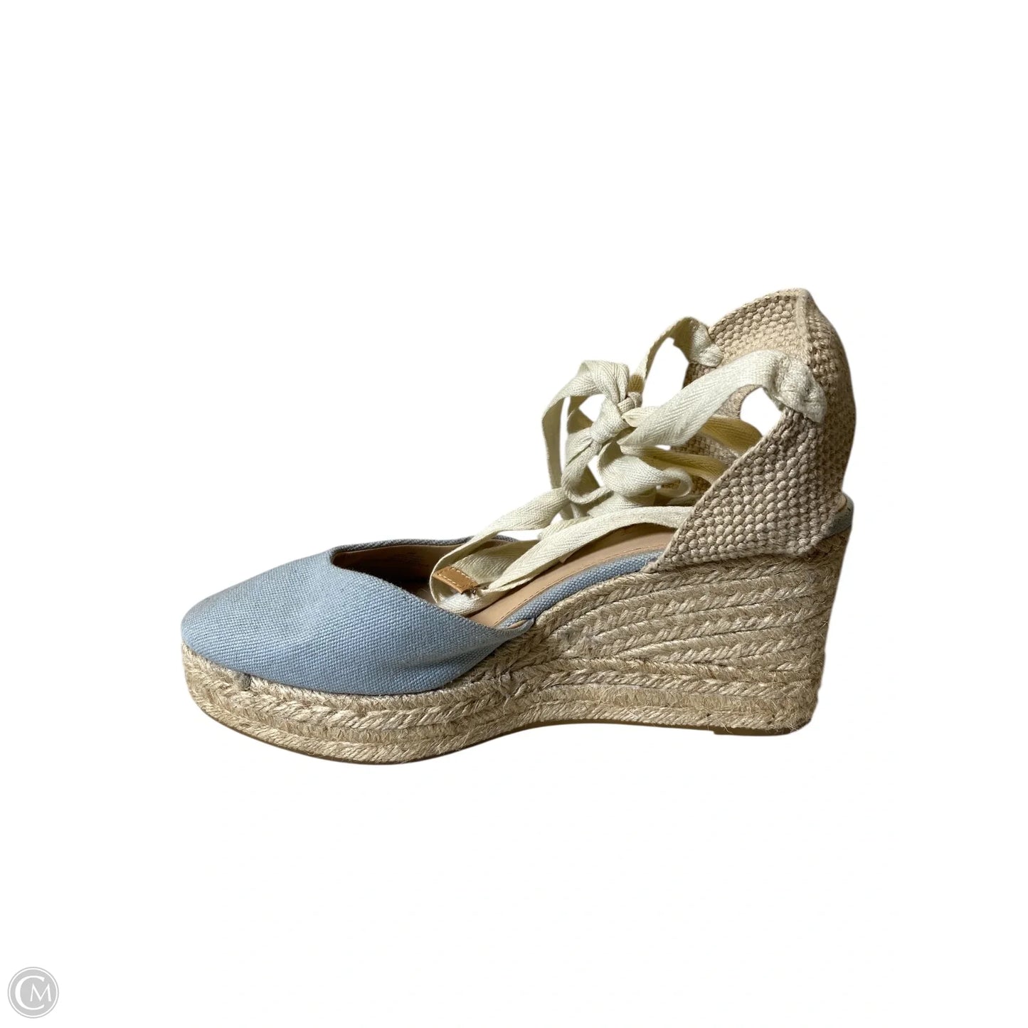 Shoes Heels Wedge By Antonio Melani In Blue & Cream, Size: 9