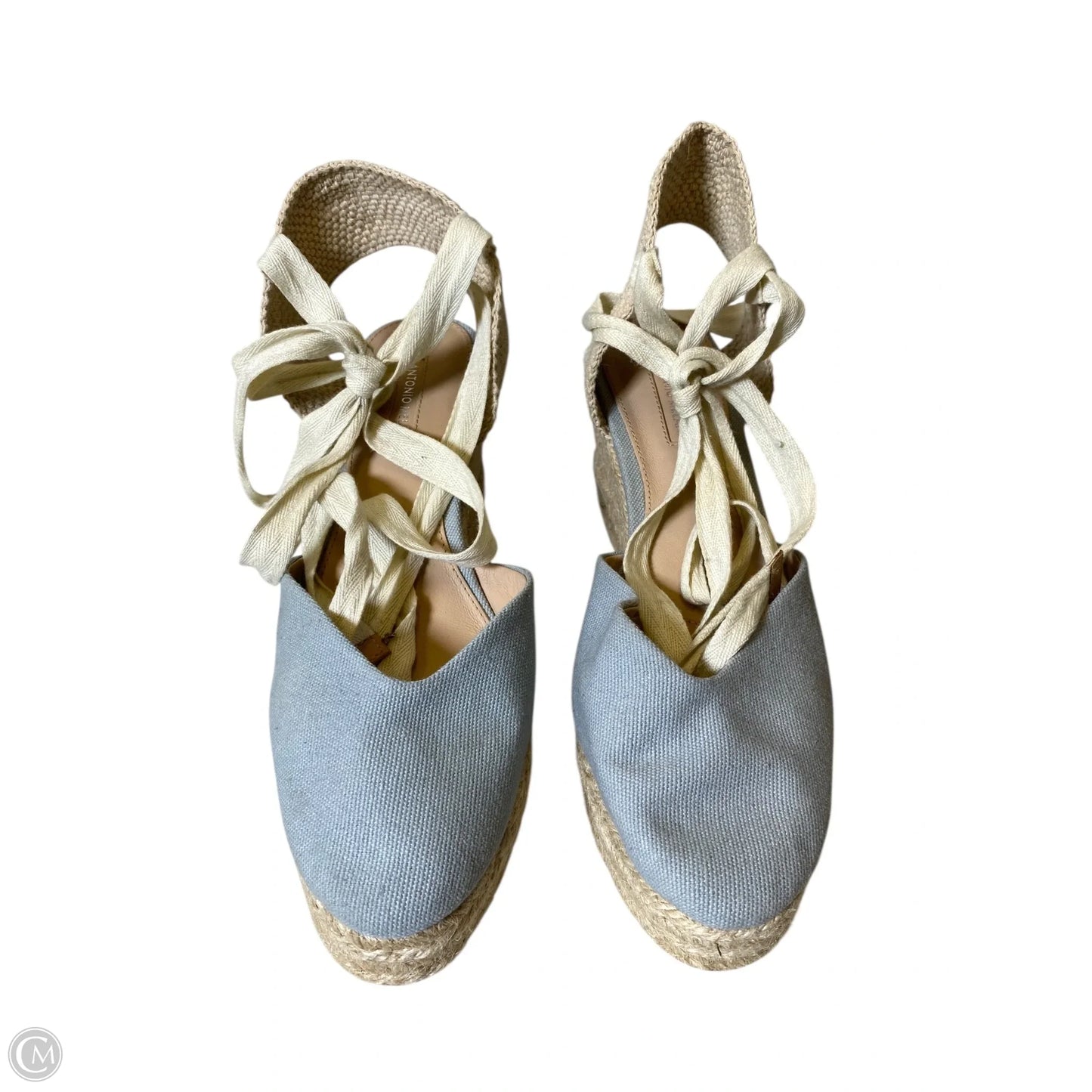 Shoes Heels Wedge By Antonio Melani In Blue & Cream, Size: 9