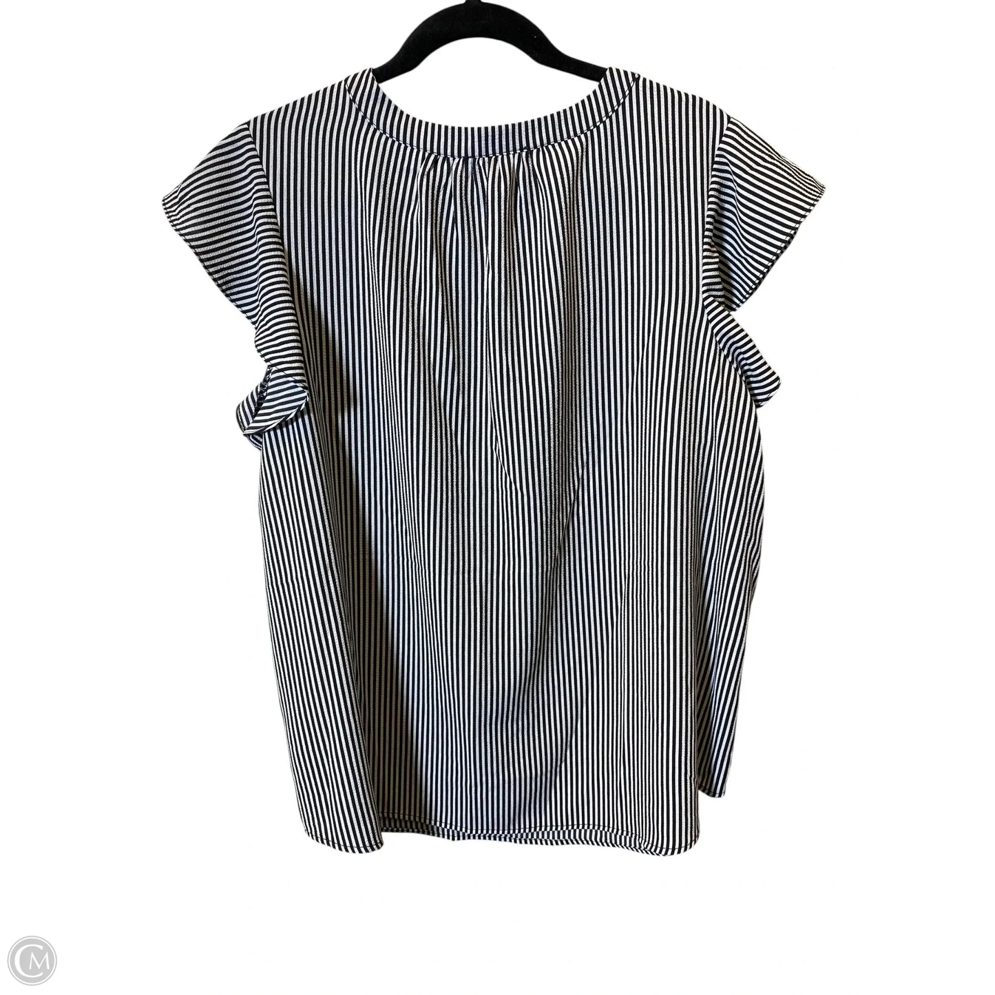 Top Short Sleeve By Adrianna Papell In Black & White, Size: 1x