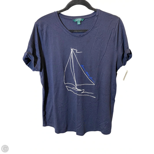 Top Short Sleeve By Lauren By Ralph Lauren In Navy, Size: Xl