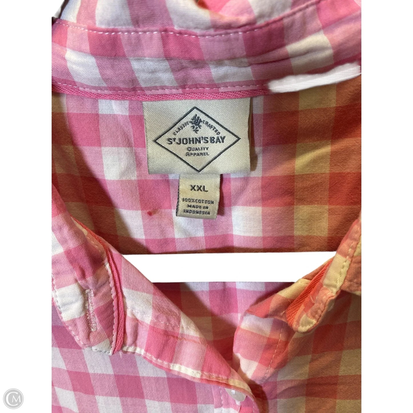 Blouse Short Sleeve By St Johns Bay In Pink & White, Size: Xxl