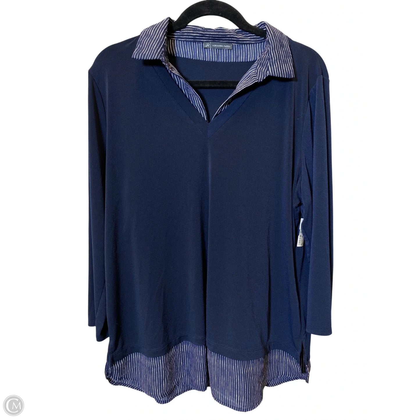 Top Long Sleeve By Adrianna Papell In Navy, Size: Xl