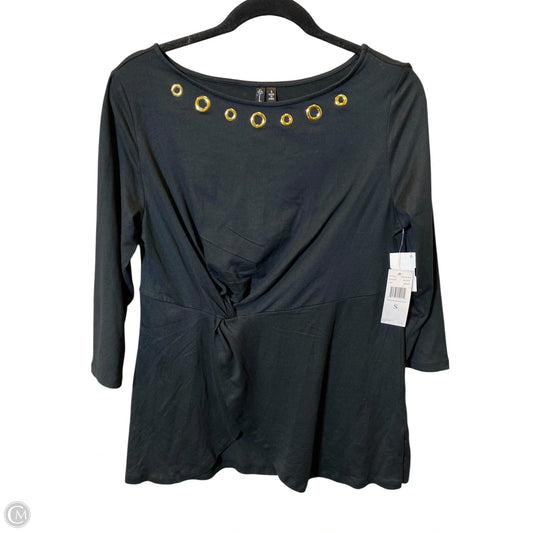Top 3/4 Sleeve By Clothes Mentor In Black & Gold, Size: S