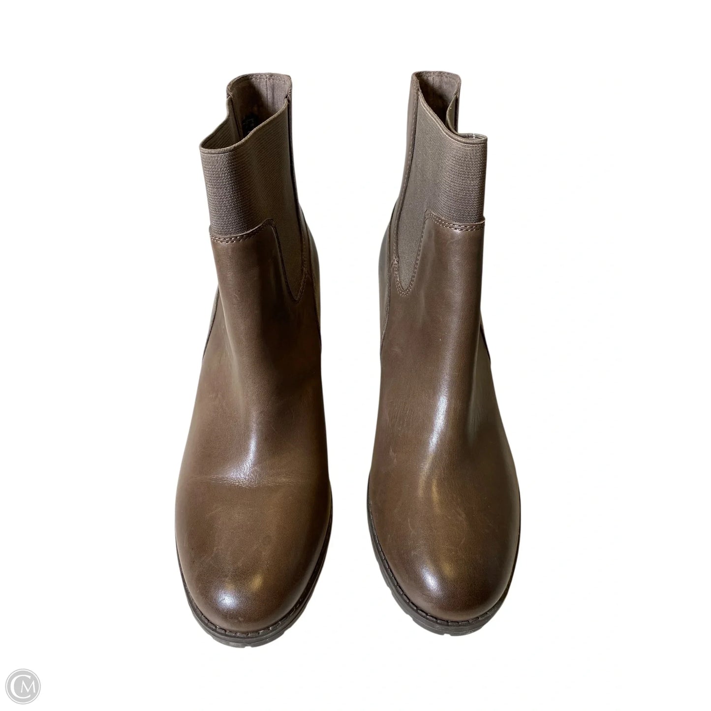 Boots Ankle Heels By Clarks In Brown, Size: 10