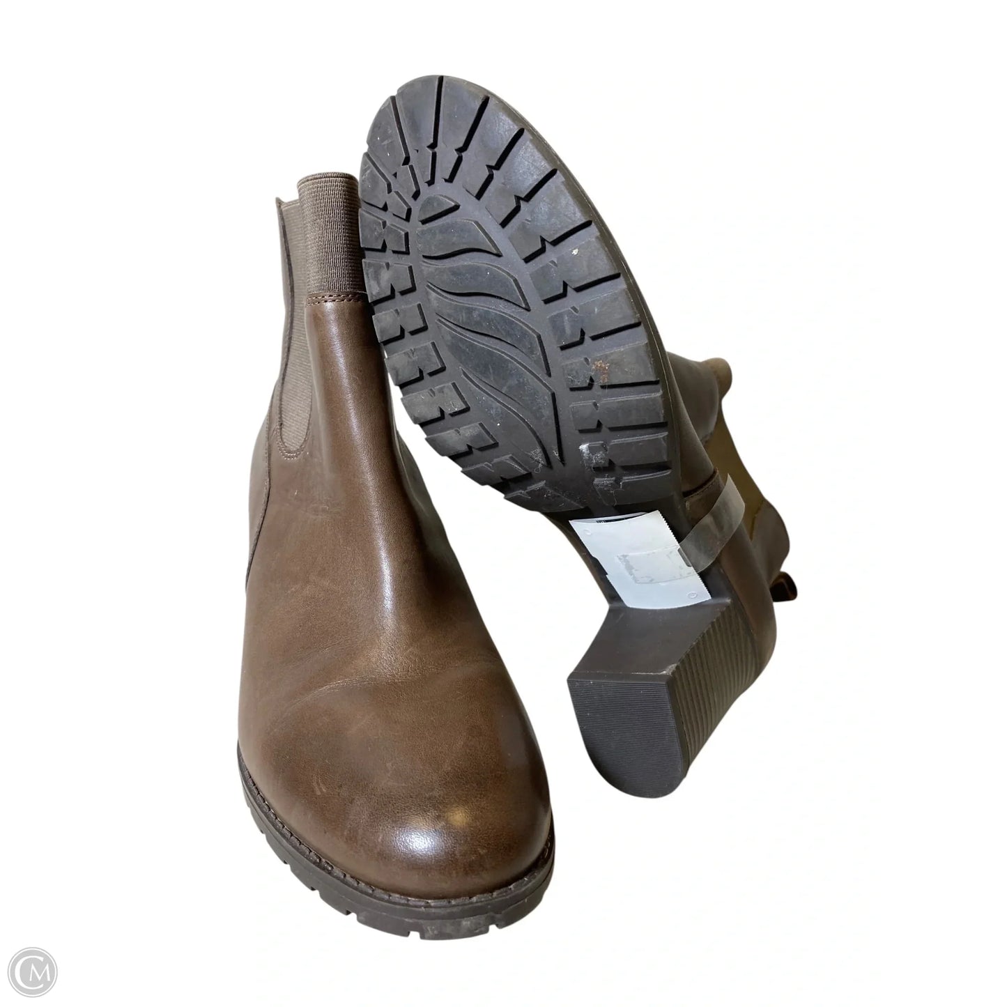 Boots Ankle Heels By Clarks In Brown, Size: 10