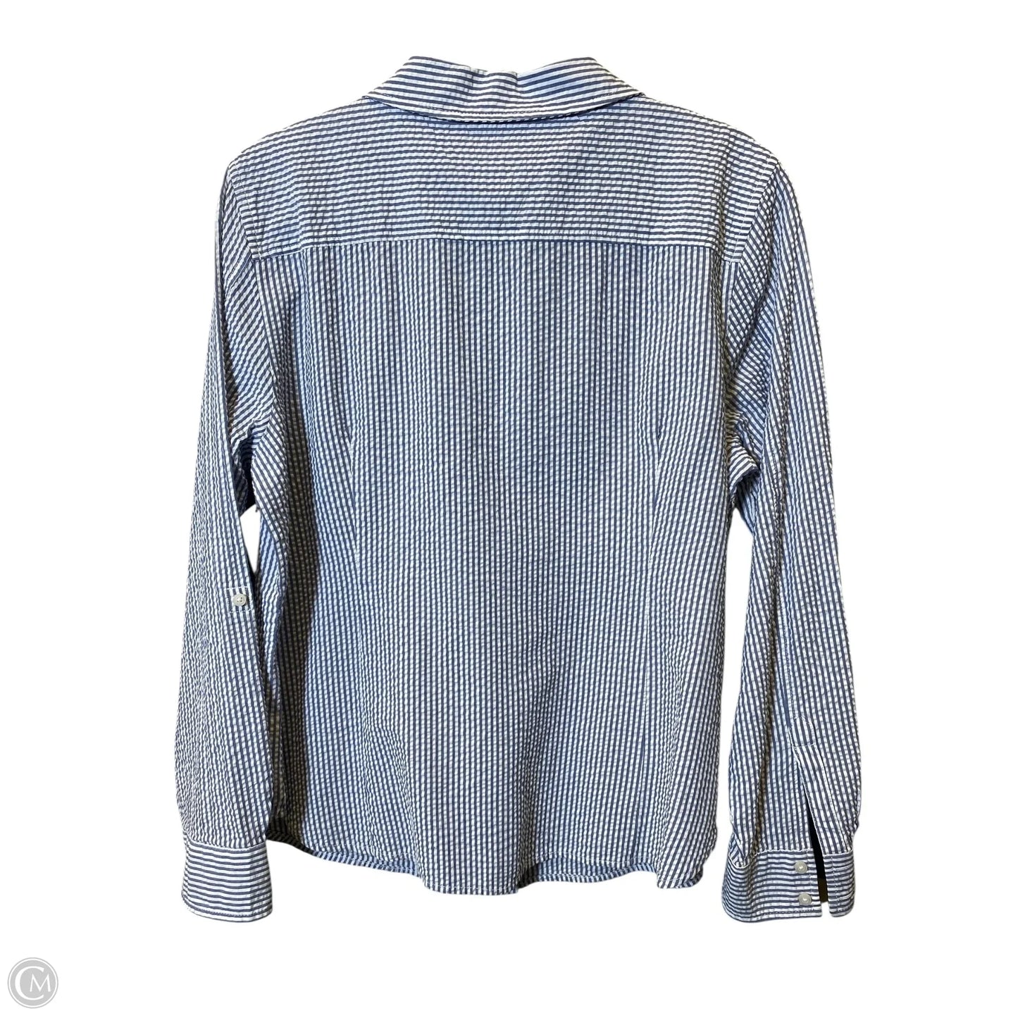 Blouse Long Sleeve By Tommy Hilfiger In Blue & White, Size: Xl