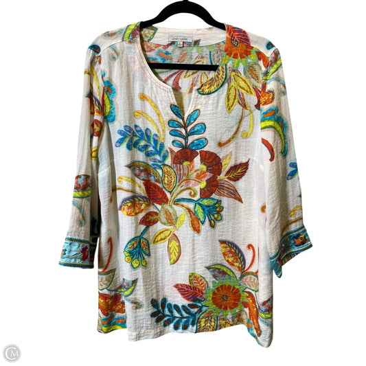 Top 3/4 Sleeve By John Mark In Multi-colored, Size: L