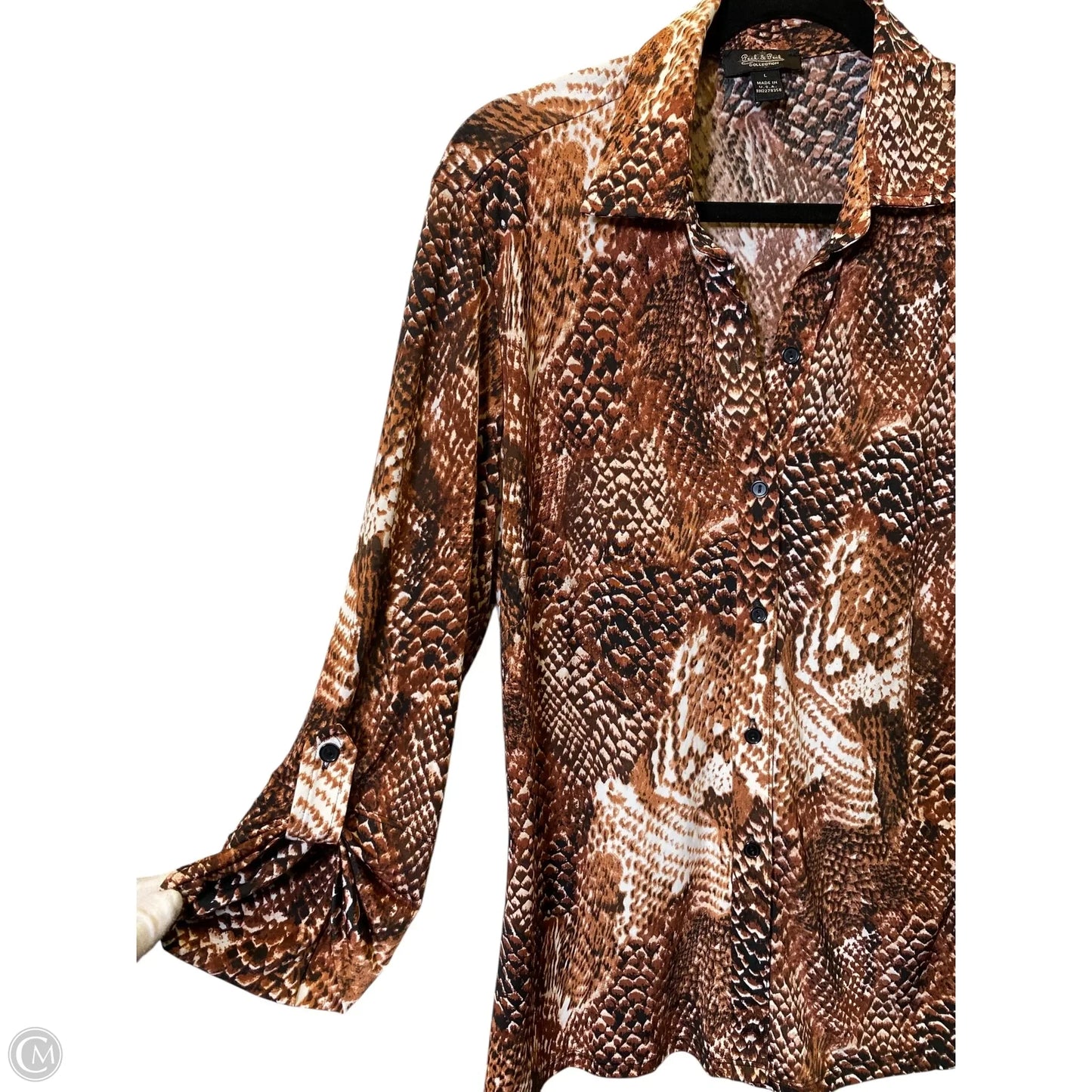 Top 3/4 Sleeve By Peck And Peck In Animal Print, Size: L