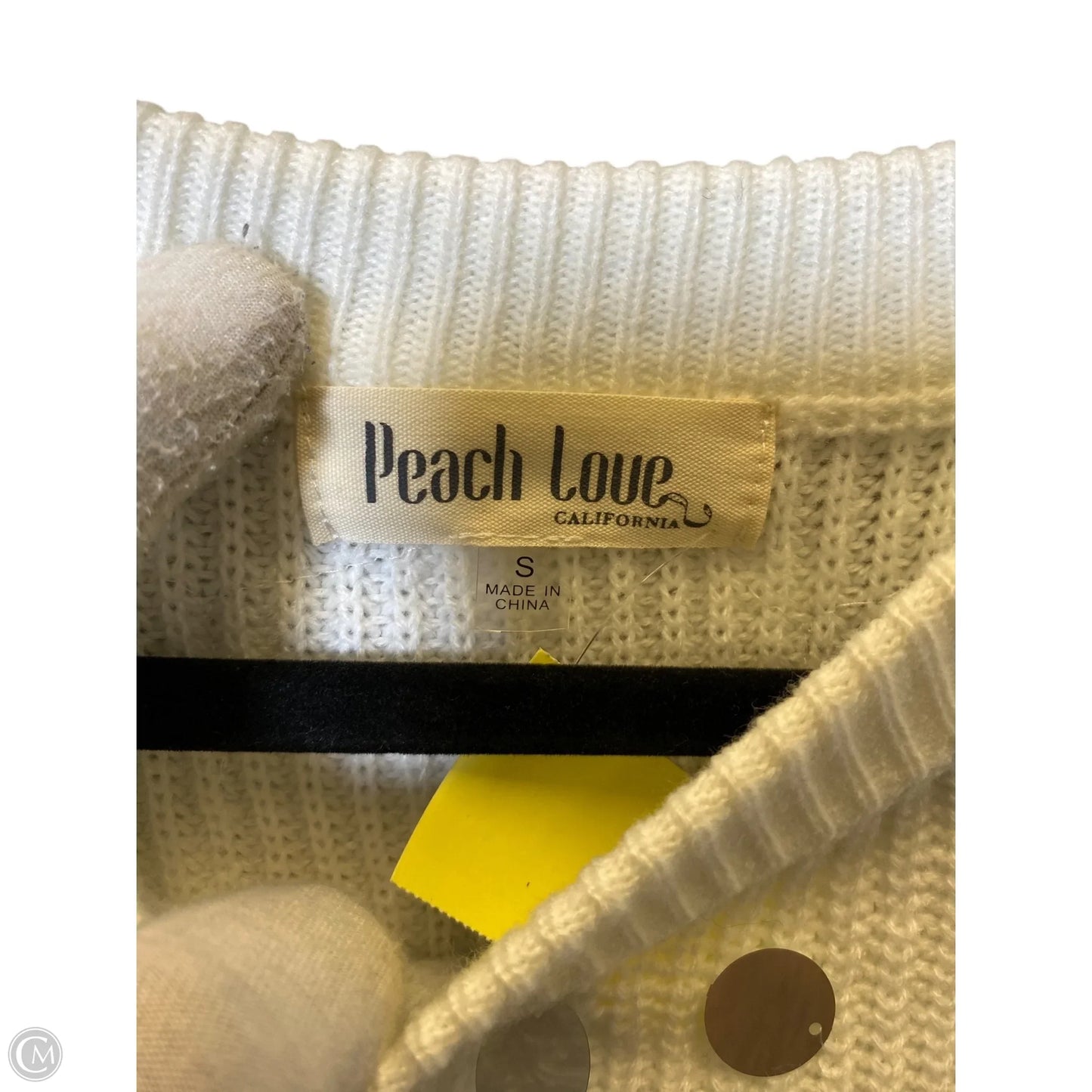 Sweater By Peach Love Cream California In White, Size: S