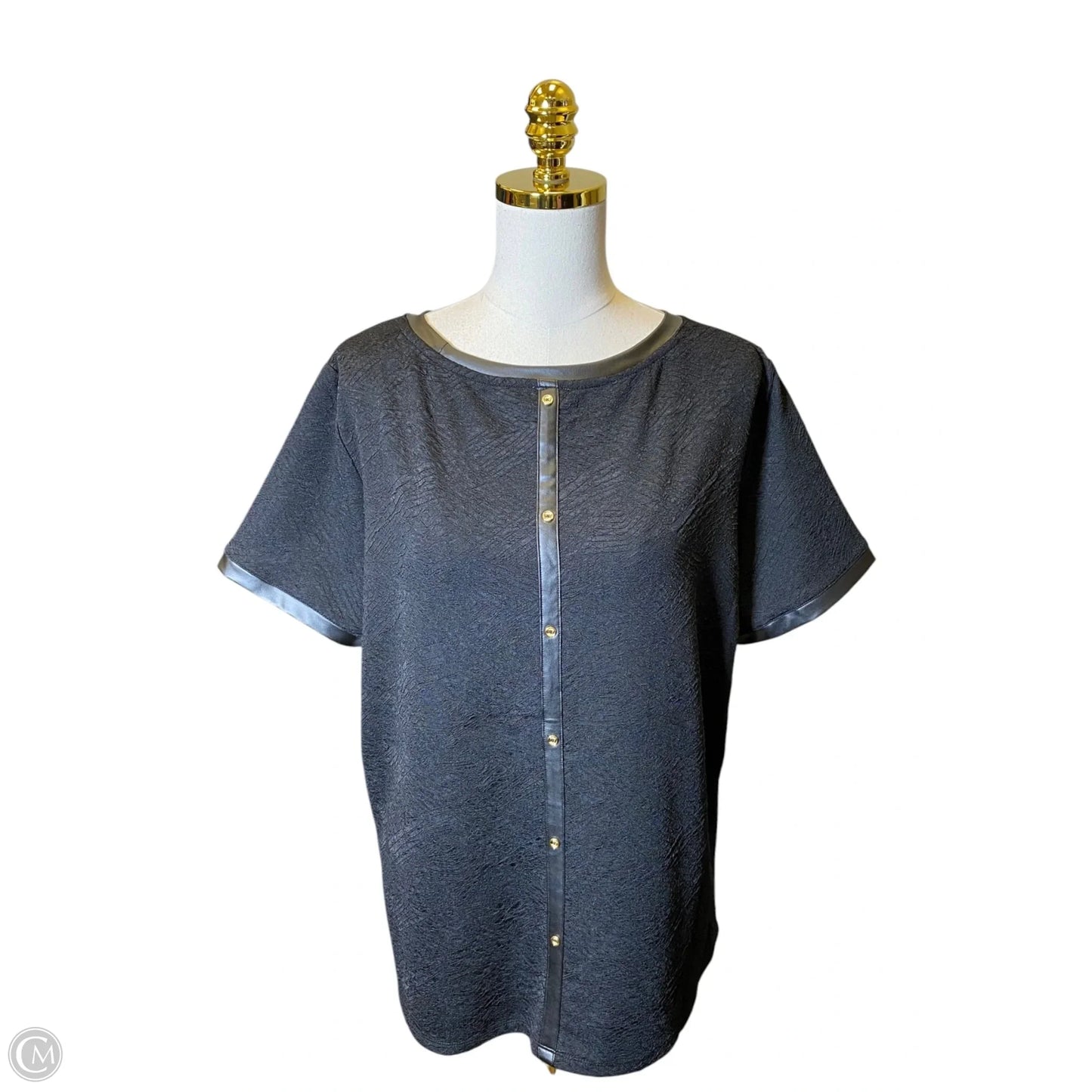 Top Short Sleeve By Anne Klein In Black, Size: Xl