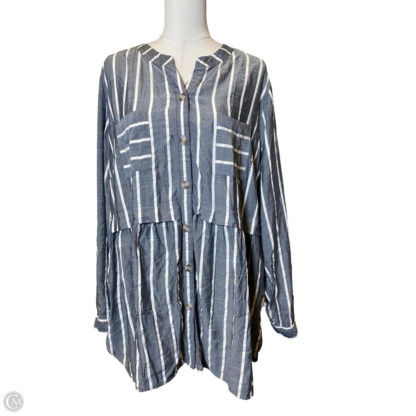 Top Long Sleeve By John Mark In Striped Pattern, Size: Xl