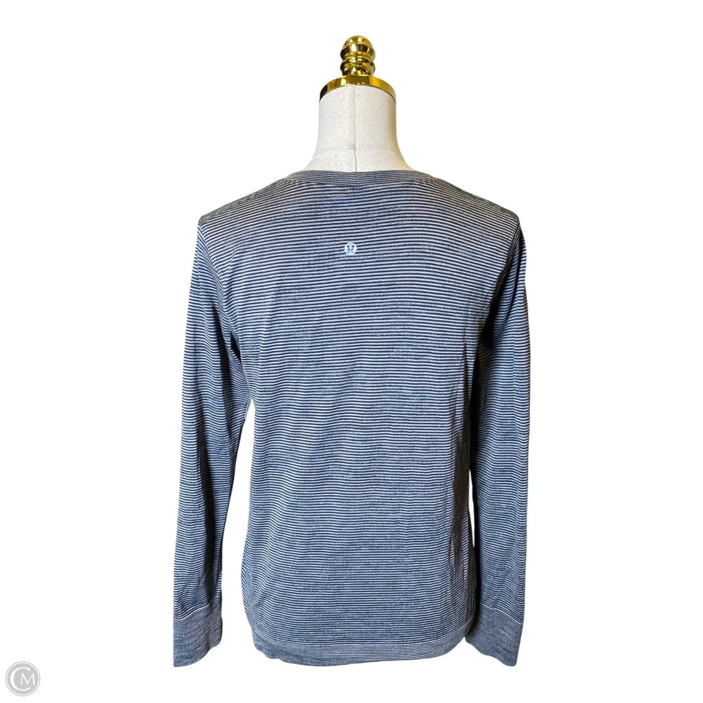 Athletic Top Long Sleeve Collar By Lululemon In Striped Pattern, Size: 8