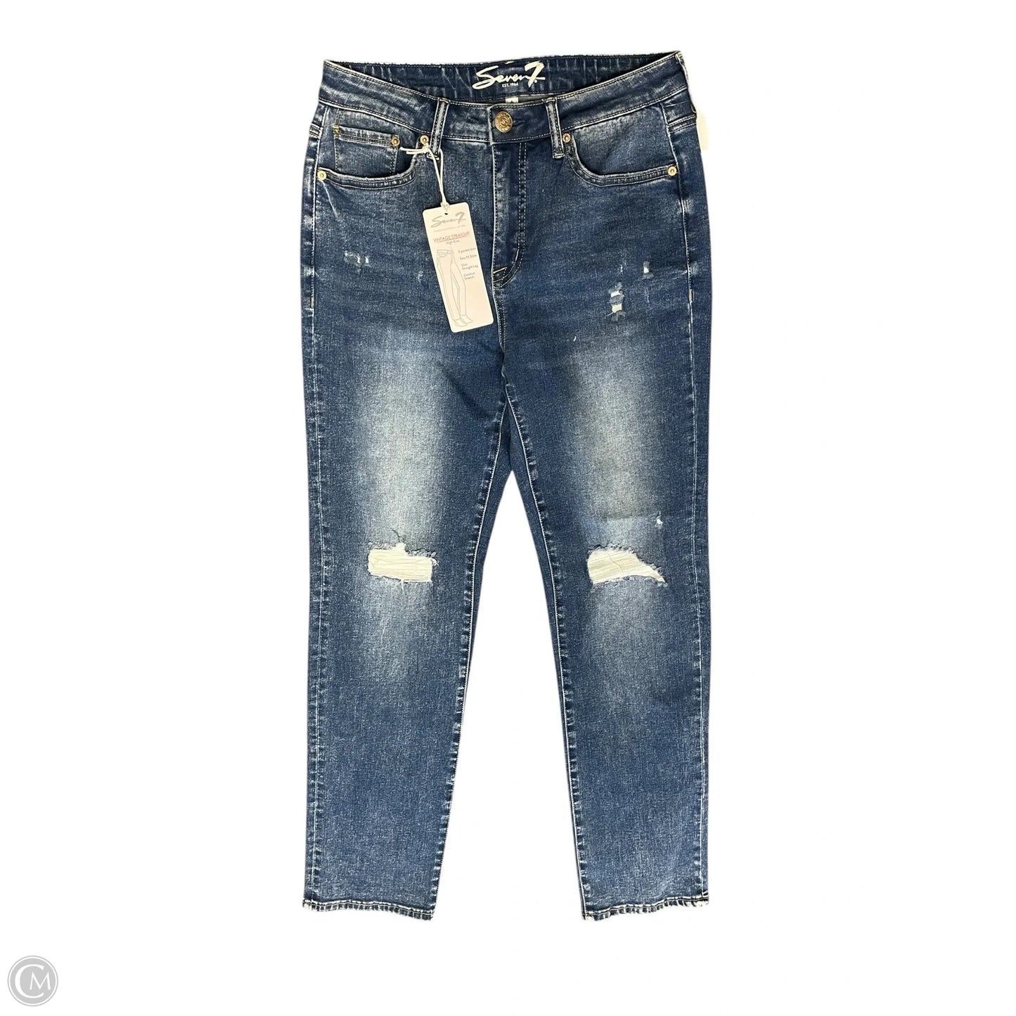 Jeans Straight By Seven 7 In Blue Denim, Size: 6