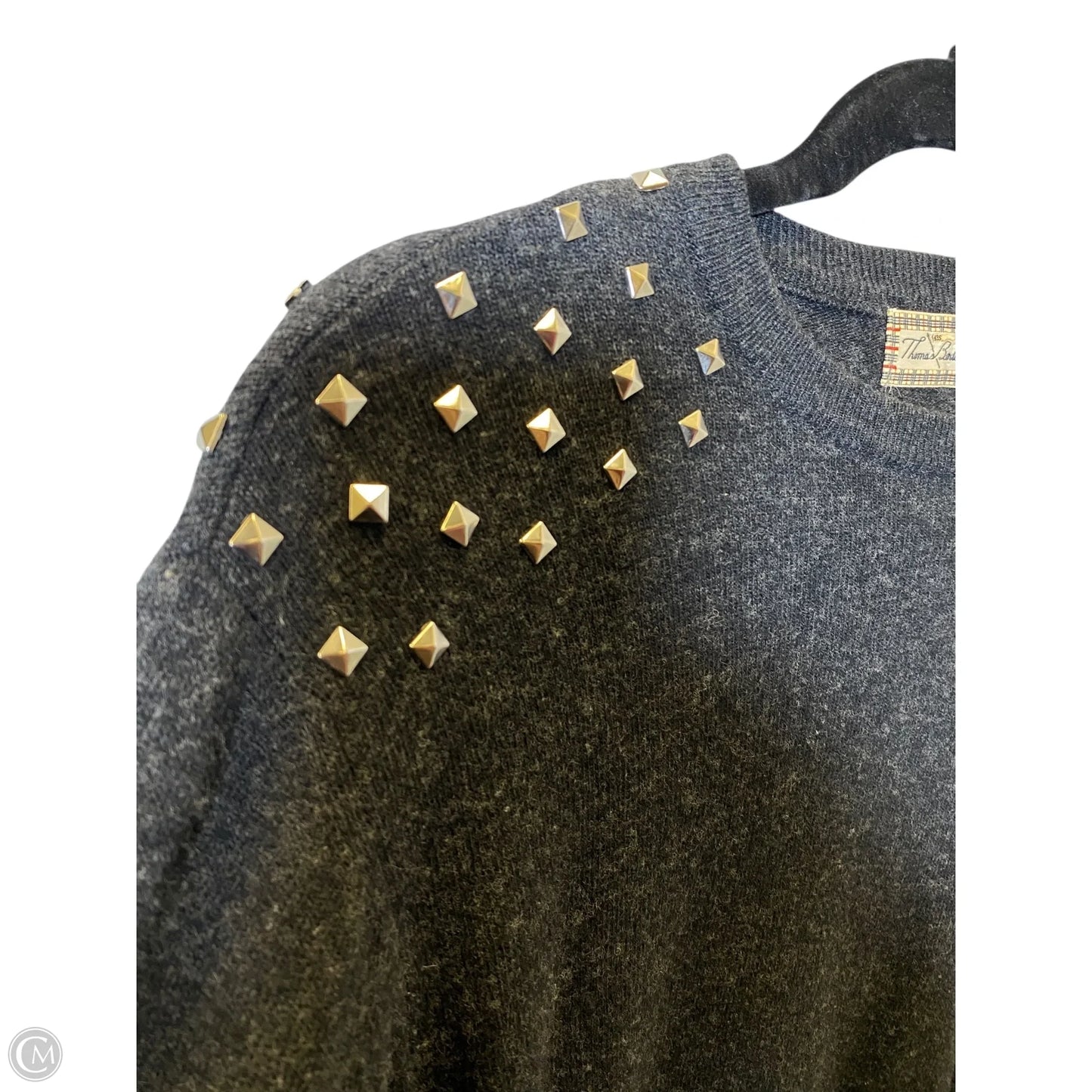 Sweater Luxury Designer By Thomas Burberry In Grey, Size: S
