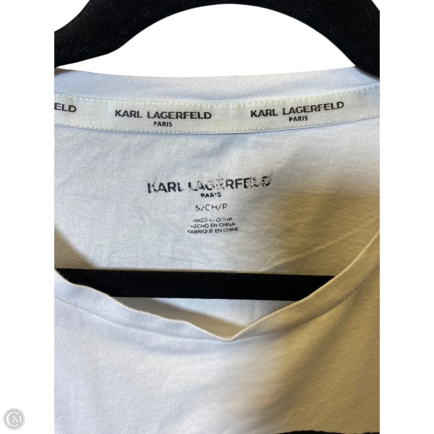 Top Short Sleeve Designer By Karl Lagerfeld In White, Size: S