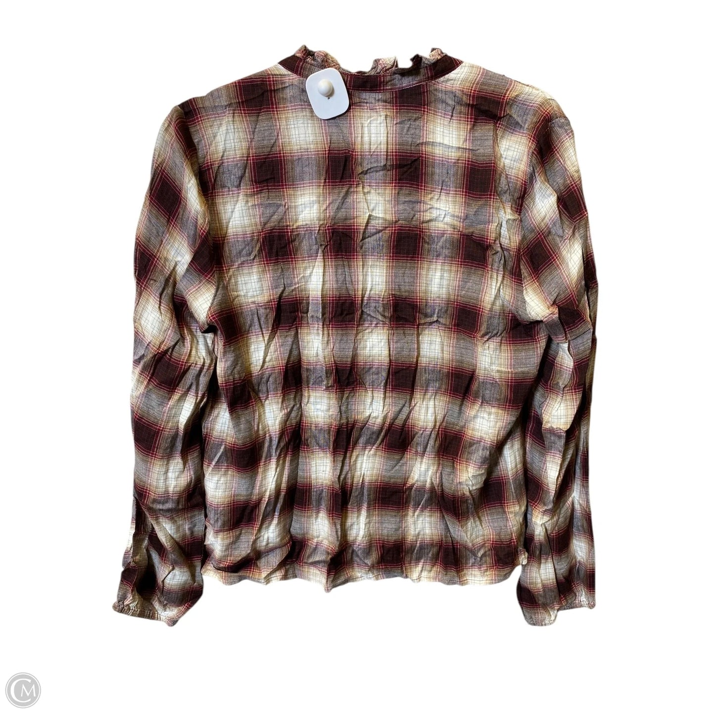 Top Long Sleeve By Tommy Hilfiger In Plaid Pattern, Size: M