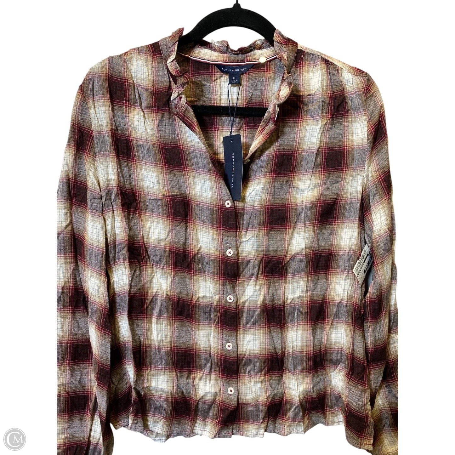 Top Long Sleeve By Tommy Hilfiger In Plaid Pattern, Size: M