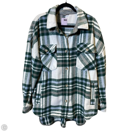 Jacket Fleece By So In Plaid Pattern, Size: Xl