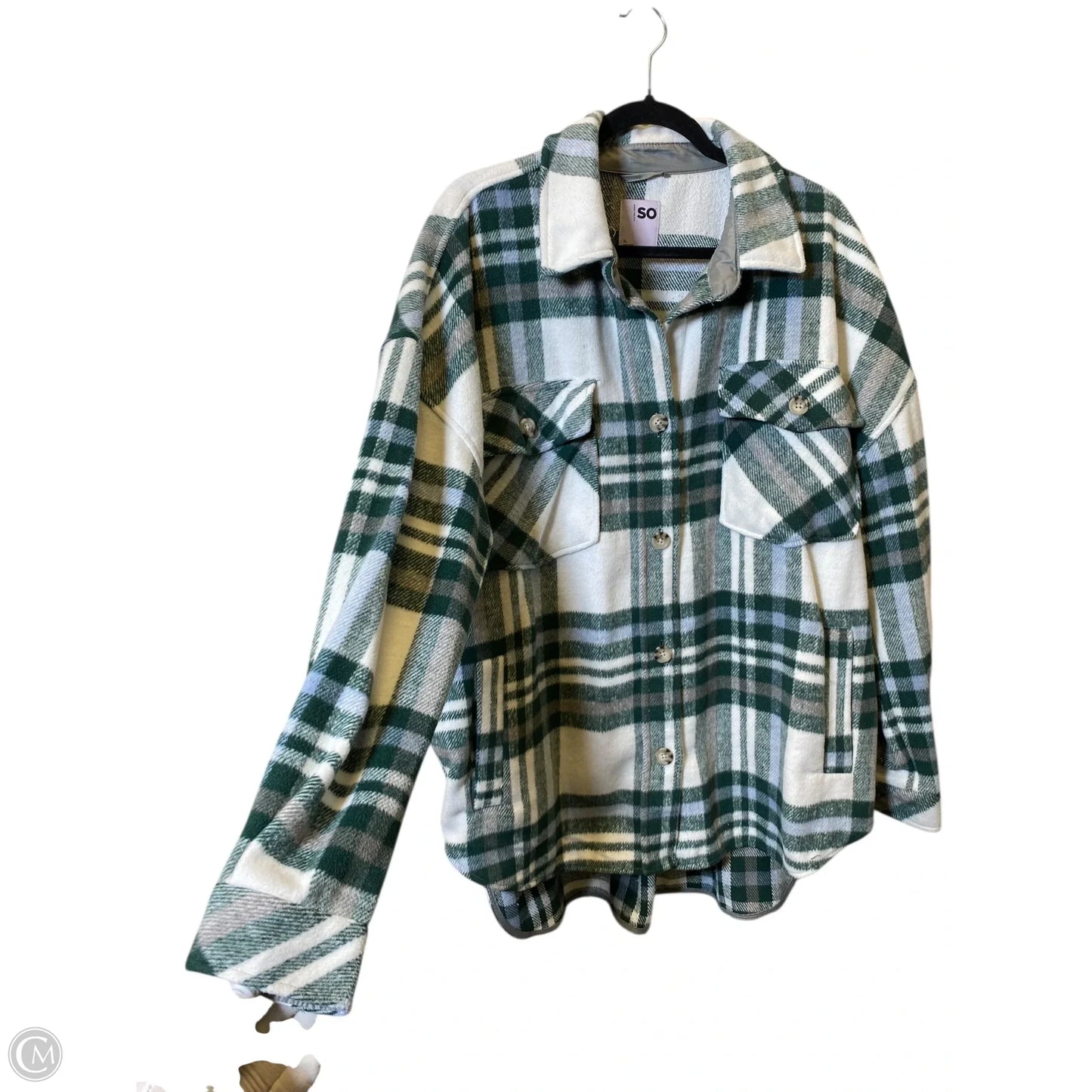 Jacket Fleece By So In Plaid Pattern, Size: Xl