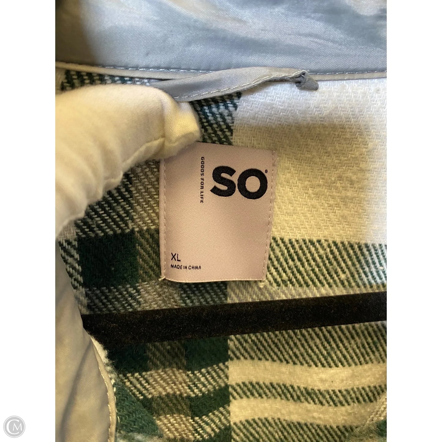 Jacket Fleece By So In Plaid Pattern, Size: Xl