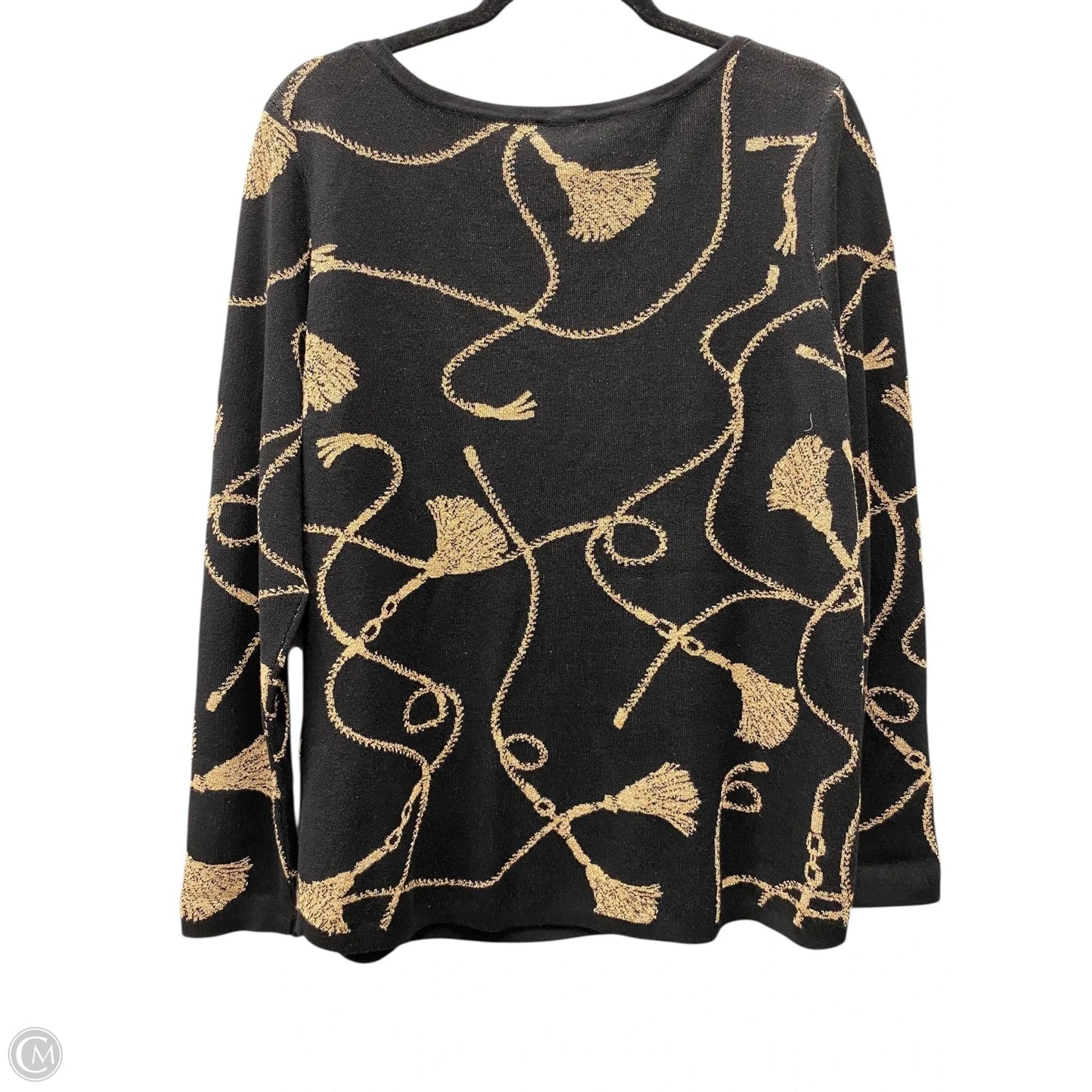 Sweater By Chicos In Black & Tan, Size: L