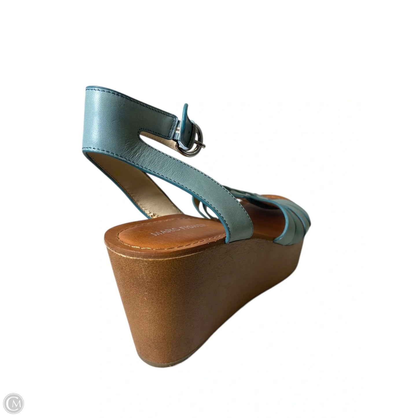 Sandals Heels Wedge By Marc Fisher In Blue & Brown, Size: 11