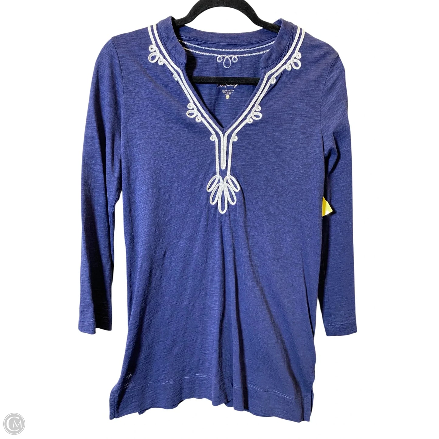 Top Long Sleeve Designer By Lilly Pulitzer In Blue & White, Size: S