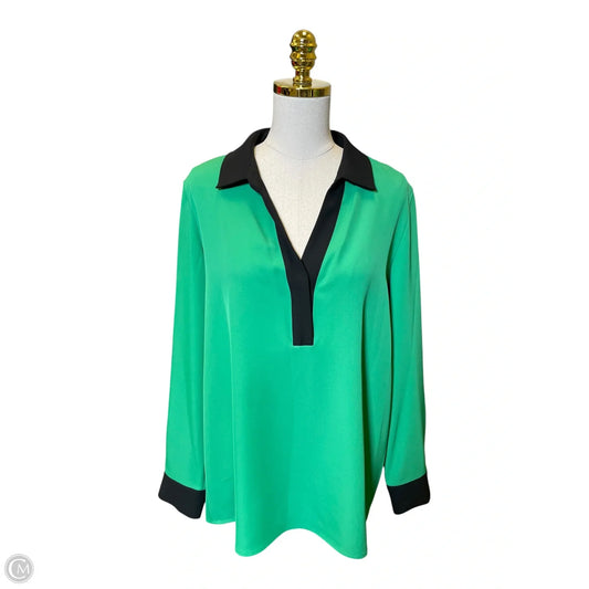 Top Long Sleeve By Calvin Klein In Black & Green, Size: L