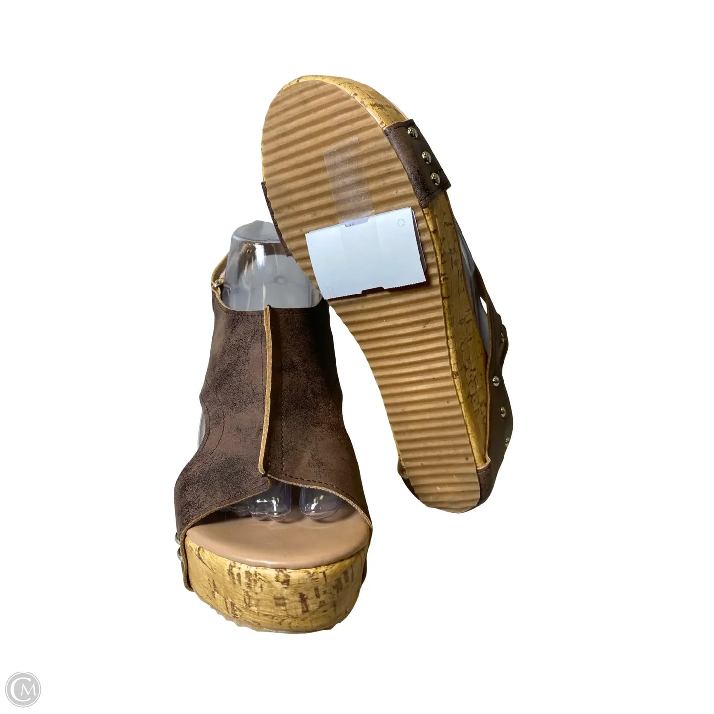 Sandals Heels Wedge By Clothes Mentor In Brown, Size: 9.5