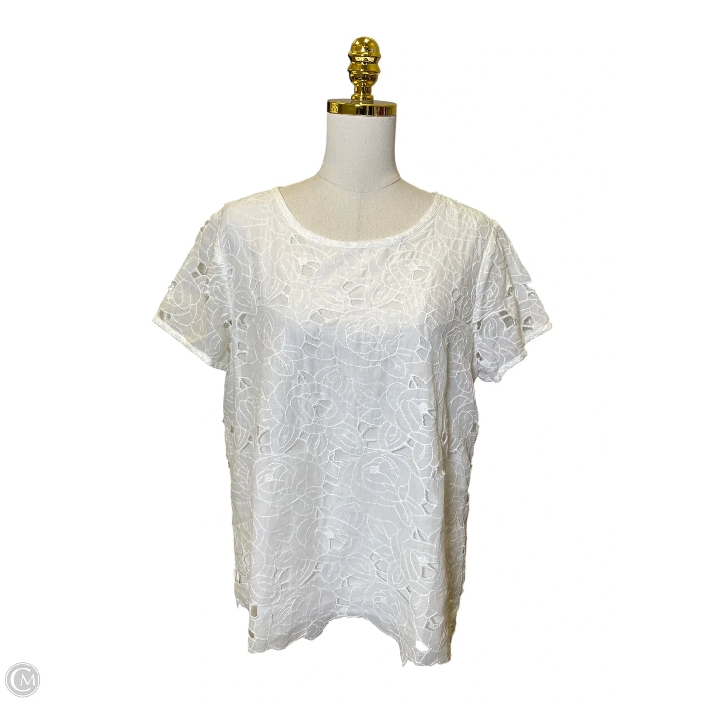 Top Short Sleeve By Chicos In White, Size: L