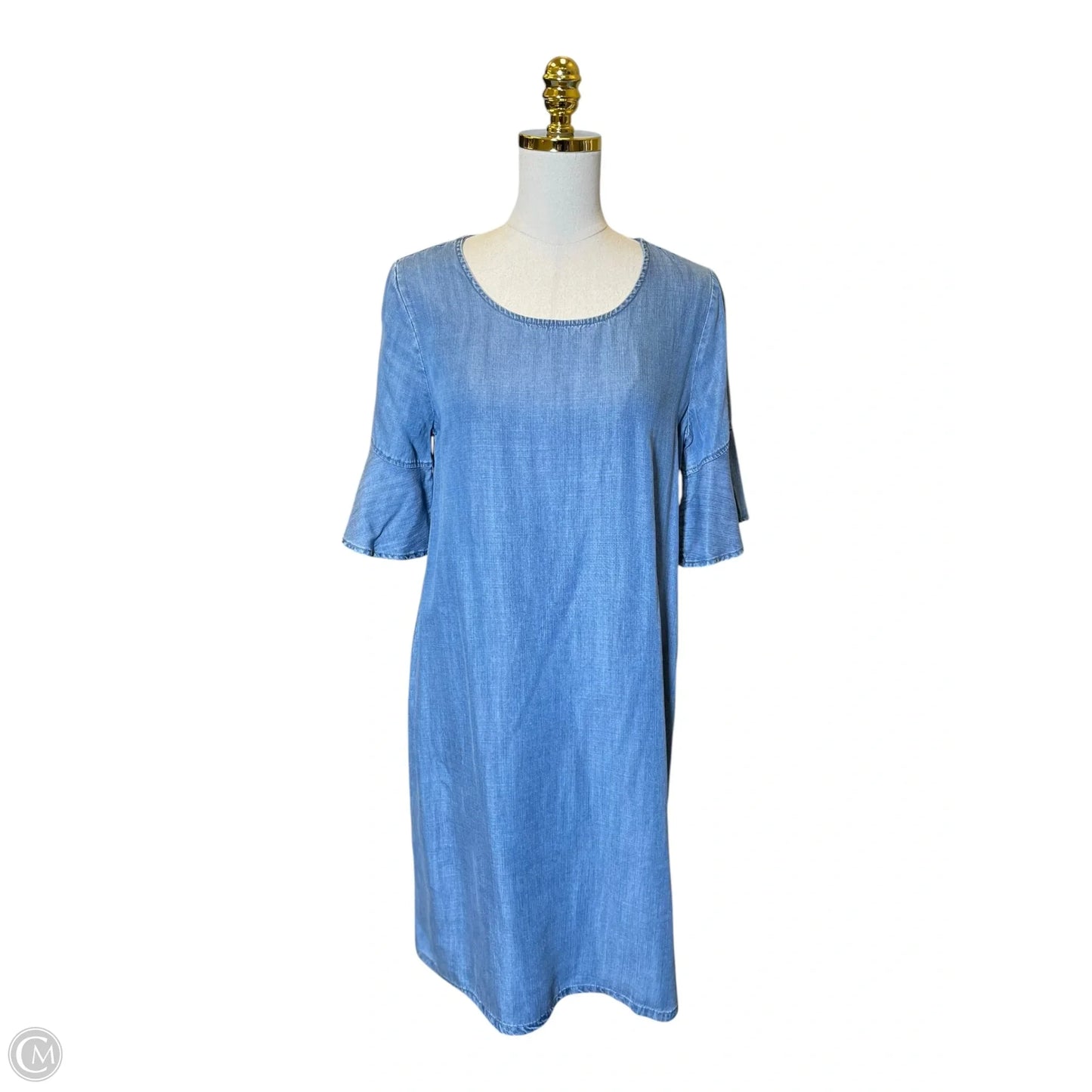 Dress Casual Midi By Chicos In Blue Denim, Size: S