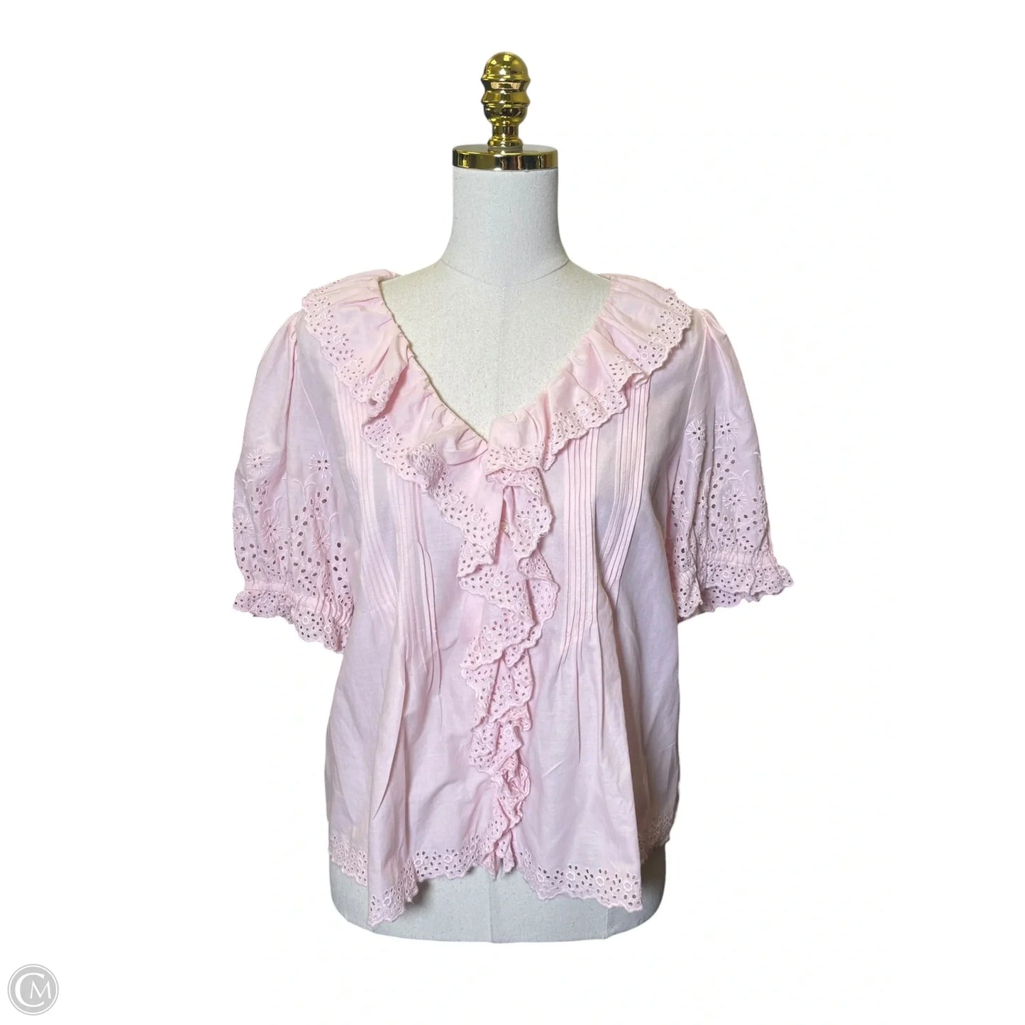 Top Short Sleeve By Ann Taylor In Pink, Size: S