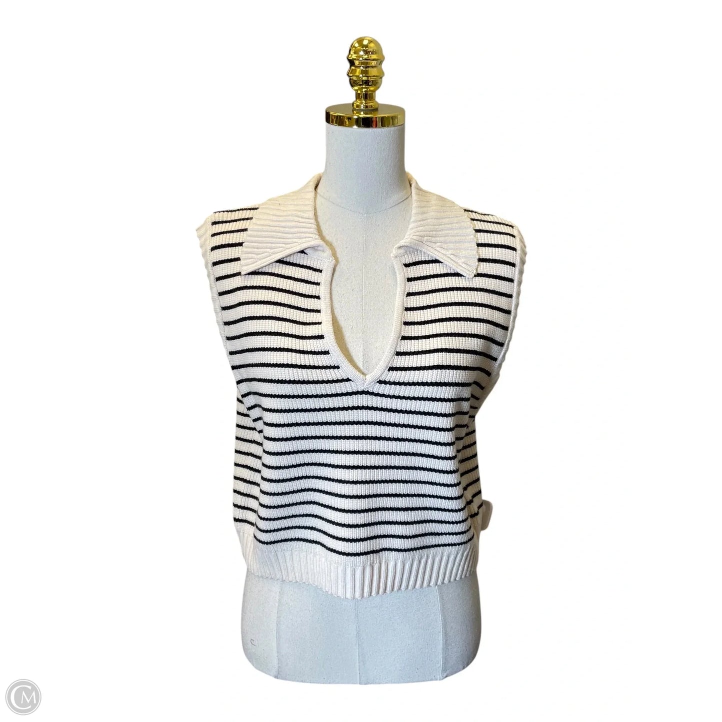 Vest Sweater By By Together In Black & Tan, Size: S