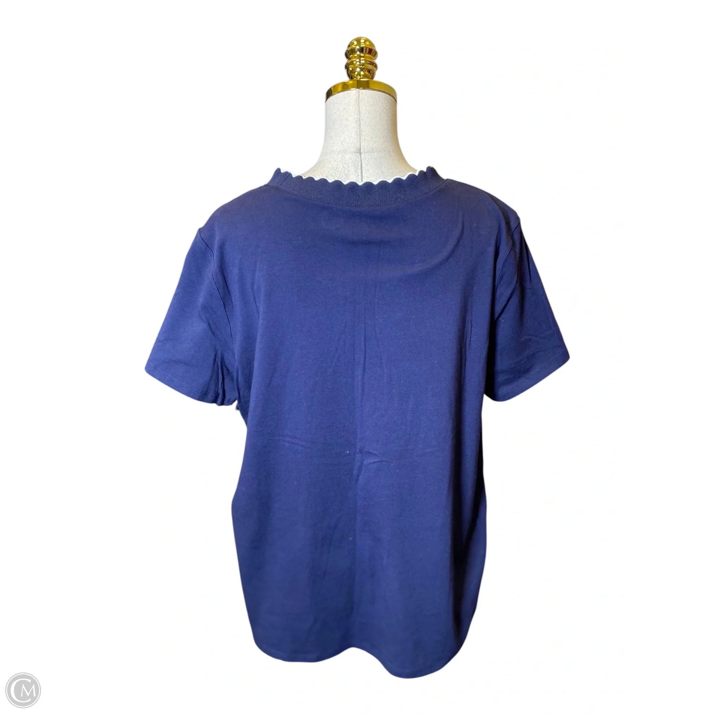 Top Short Sleeve By Anne Klein In Navy, Size: Xl