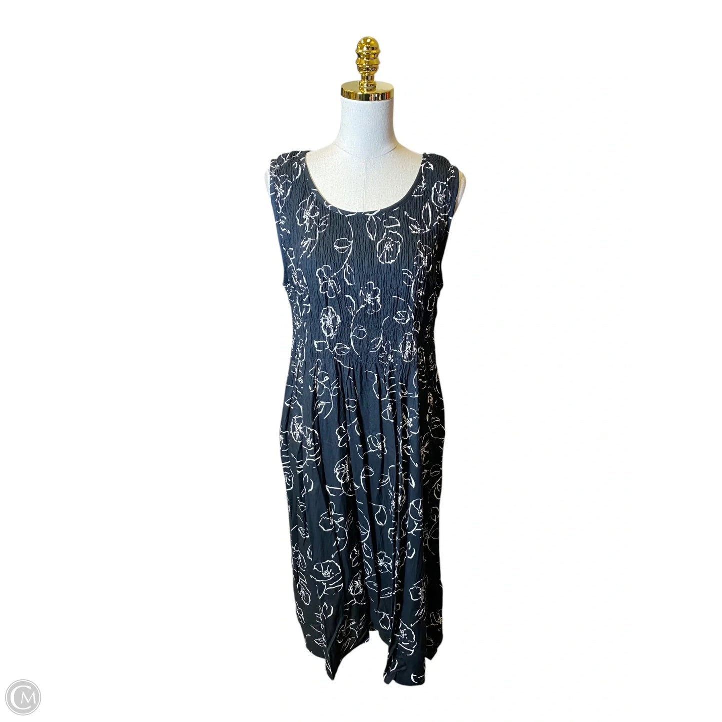 Dress Casual Midi By Croft And Barrow In Black & White, Size: Xl