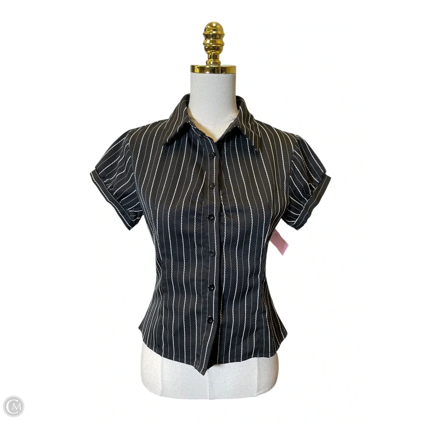 Blouse Short Sleeve By Clothes Mentor In Black & White, Size: S
