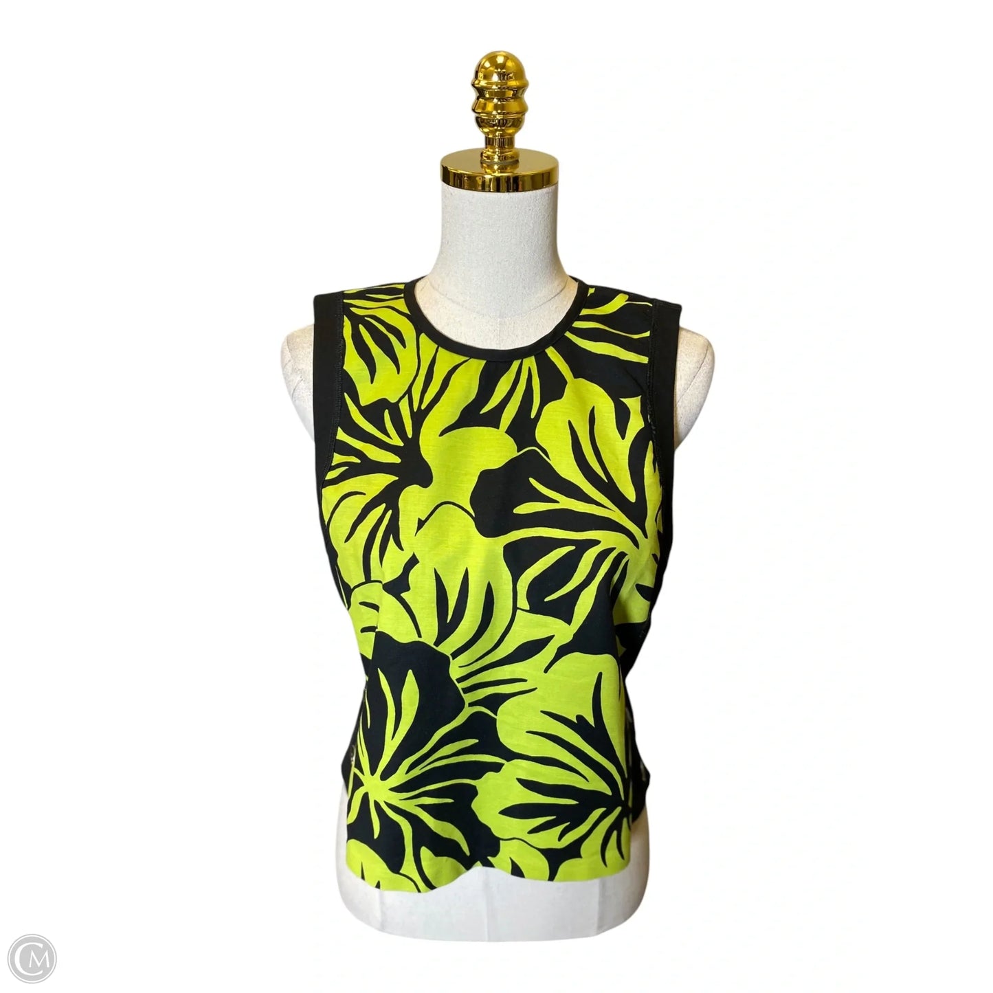 Top Sleeveless Designer By Michael Kors In Black & Green, Size: 12