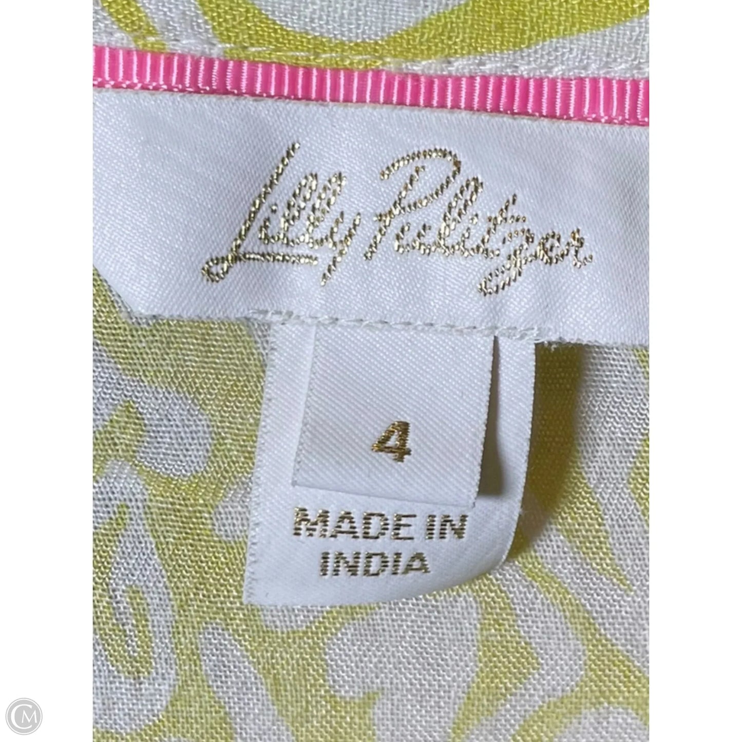 Dress Designer By Lilly Pulitzer In White & Yellow, Size: 4