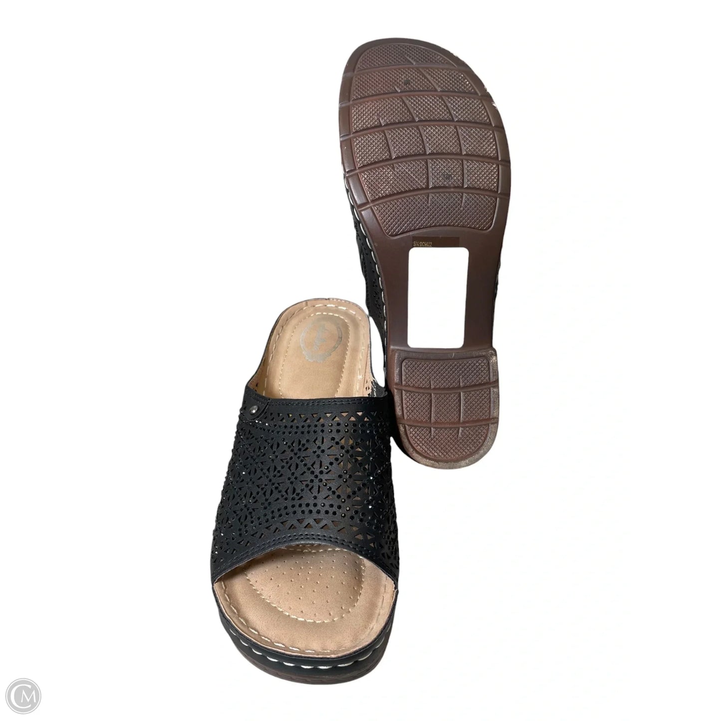 Sandals Heels Block By Clothes Mentor In Black, Size: 8