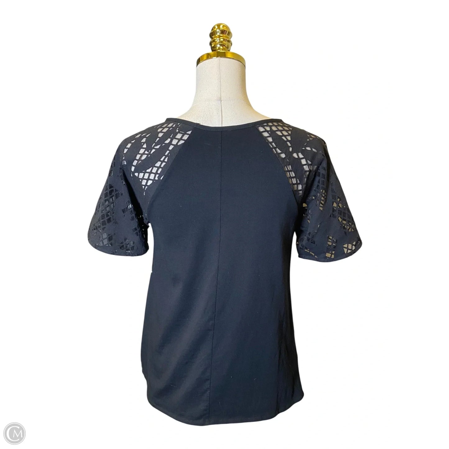 Blouse Short Sleeve By Ann Taylor In Black, Size: S