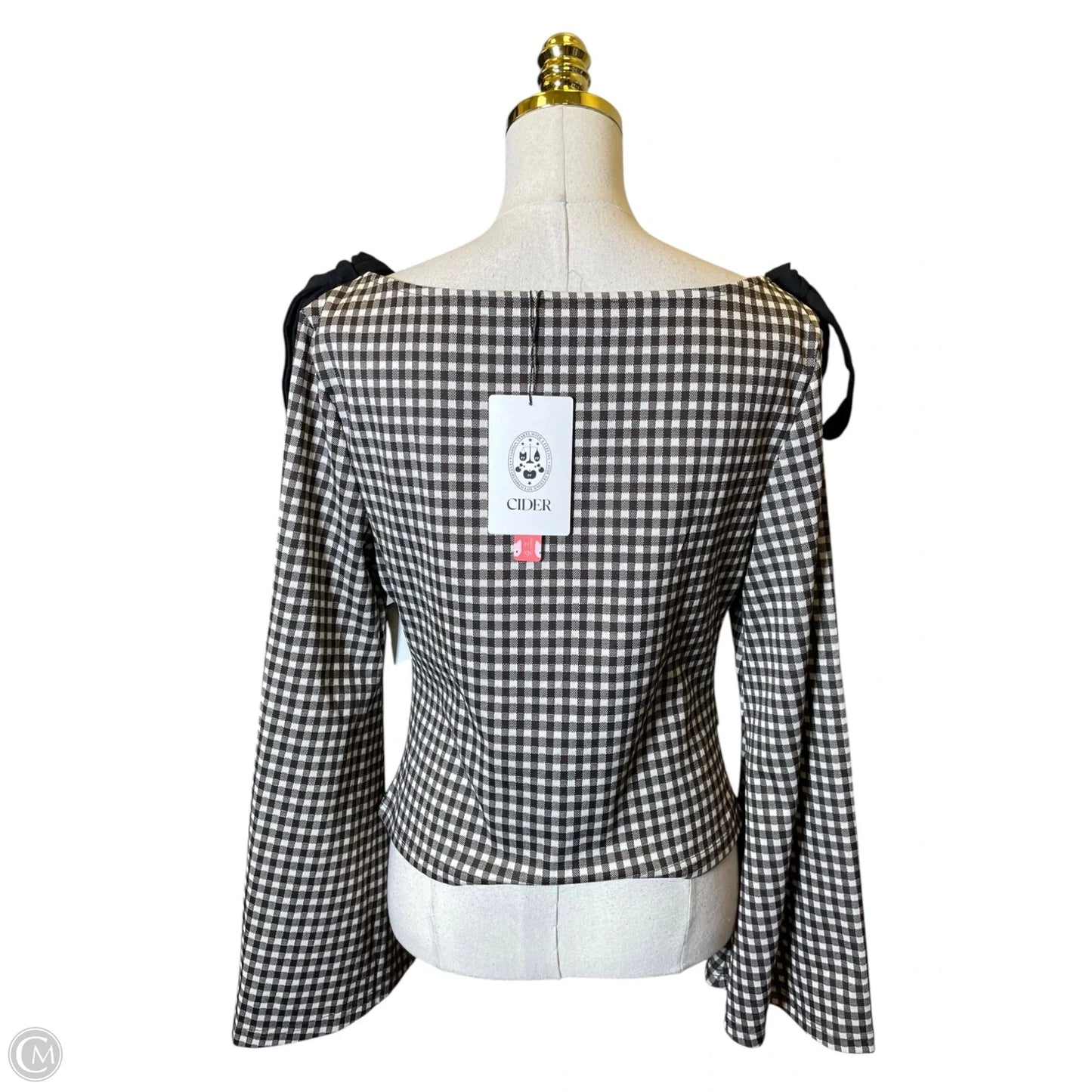 Blouse Long Sleeve By Cider In Checkered Pattern, Size: Xl
