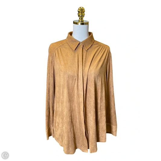Blouse Long Sleeve By Chicos In Brown, Size: Xl