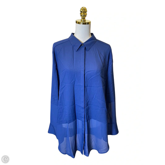 Blouse Long Sleeve By Dkny In Blue, Size: Xl