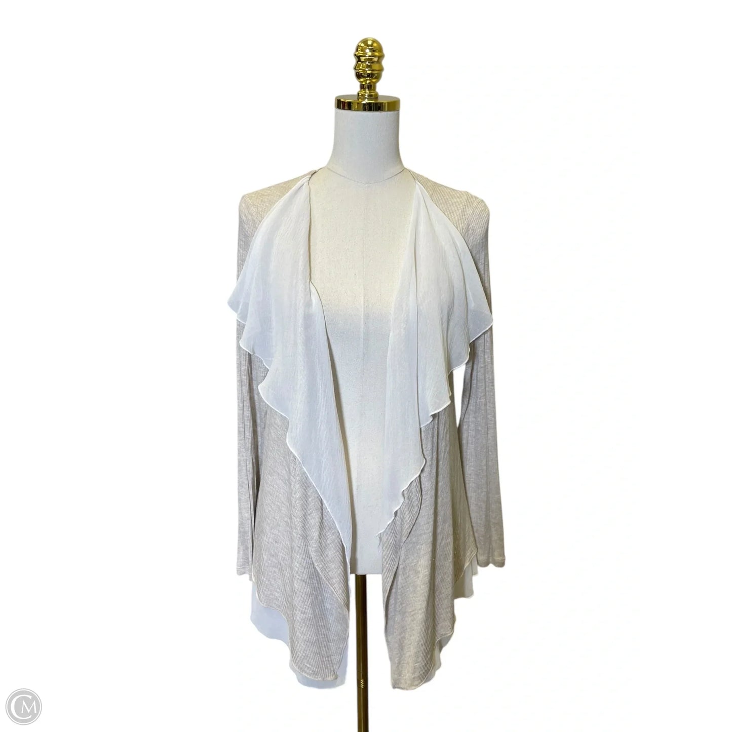 Cardigan By Pebble And Stone In Tan & White, Size: M