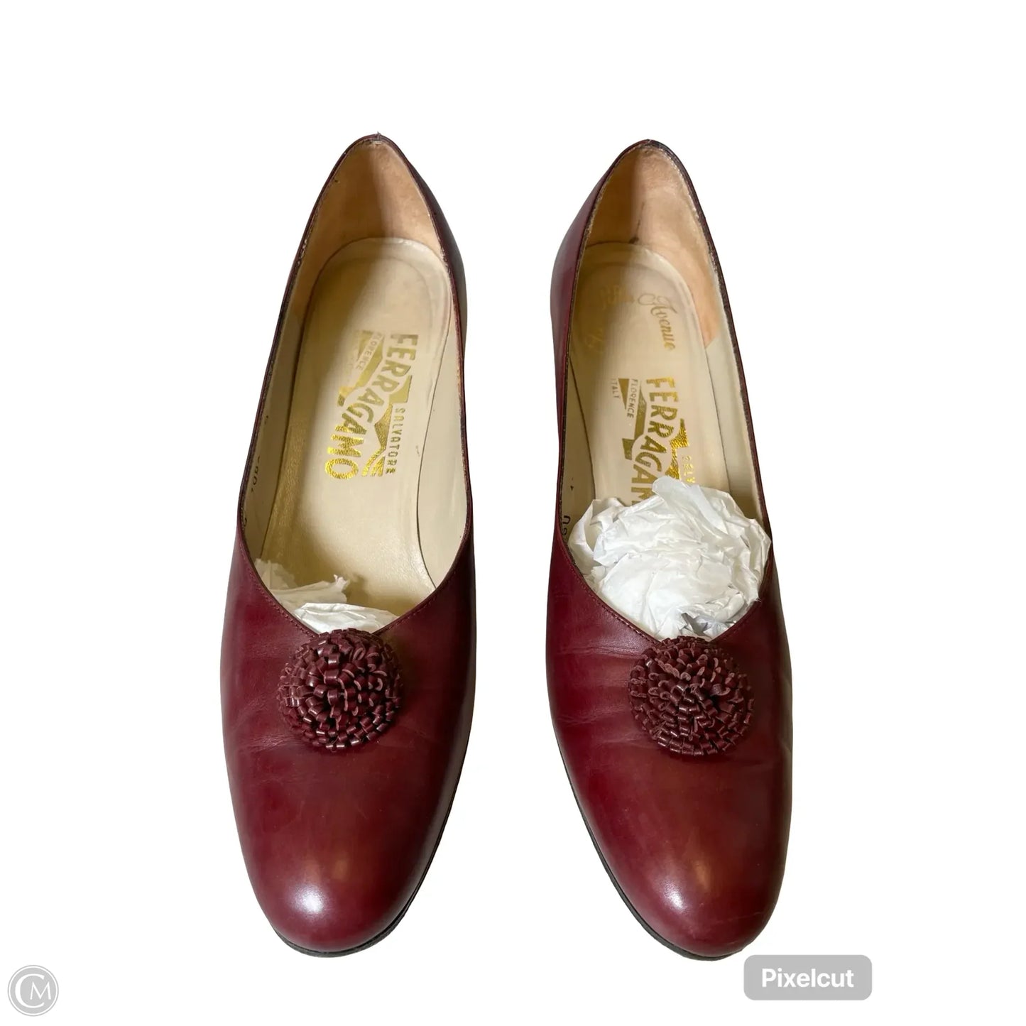 Shoes Luxury Designer By Ferragamo In Maroon, Size: 8