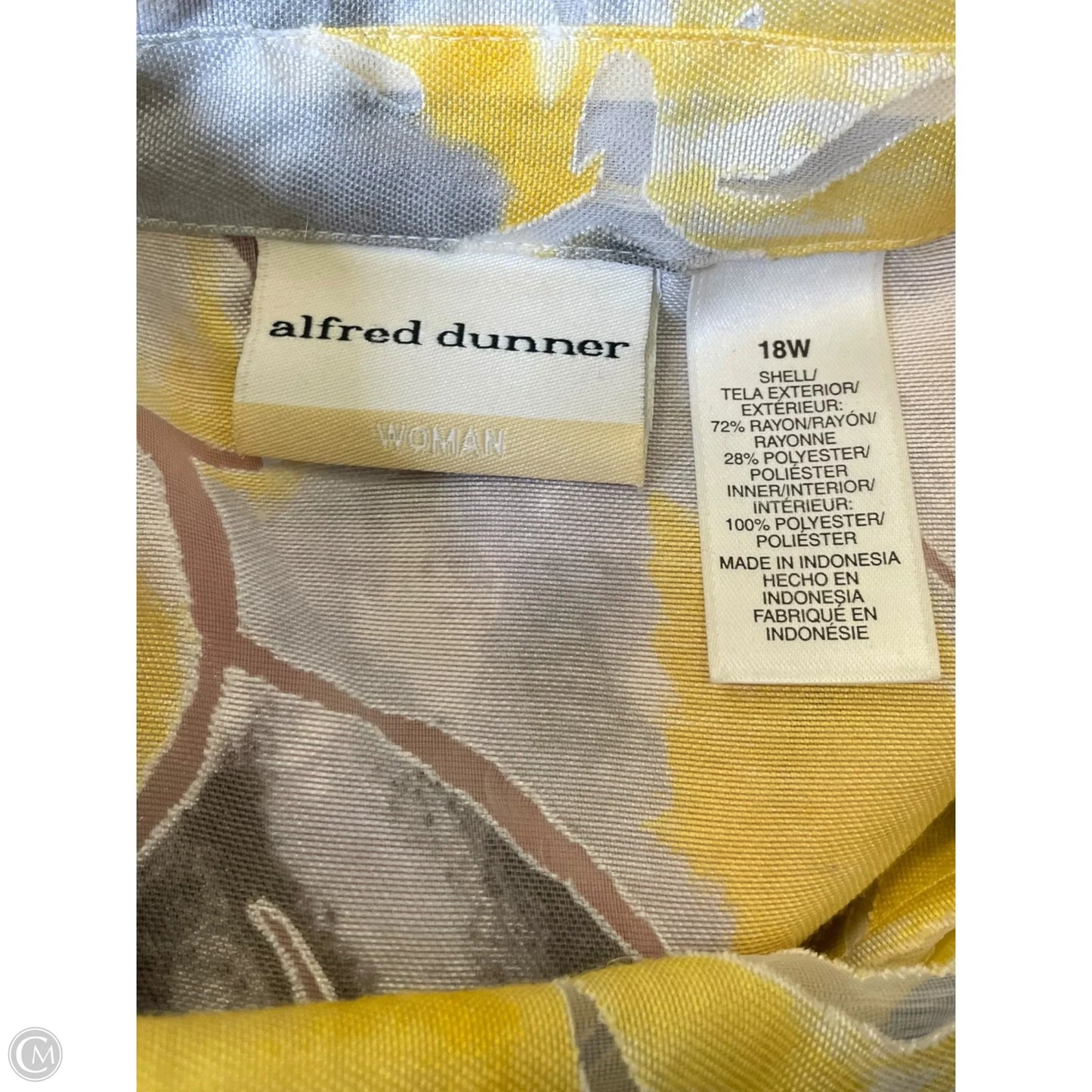 Top Long Sleeve By Alfred Dunner In Grey & Yellow, Size: 1x