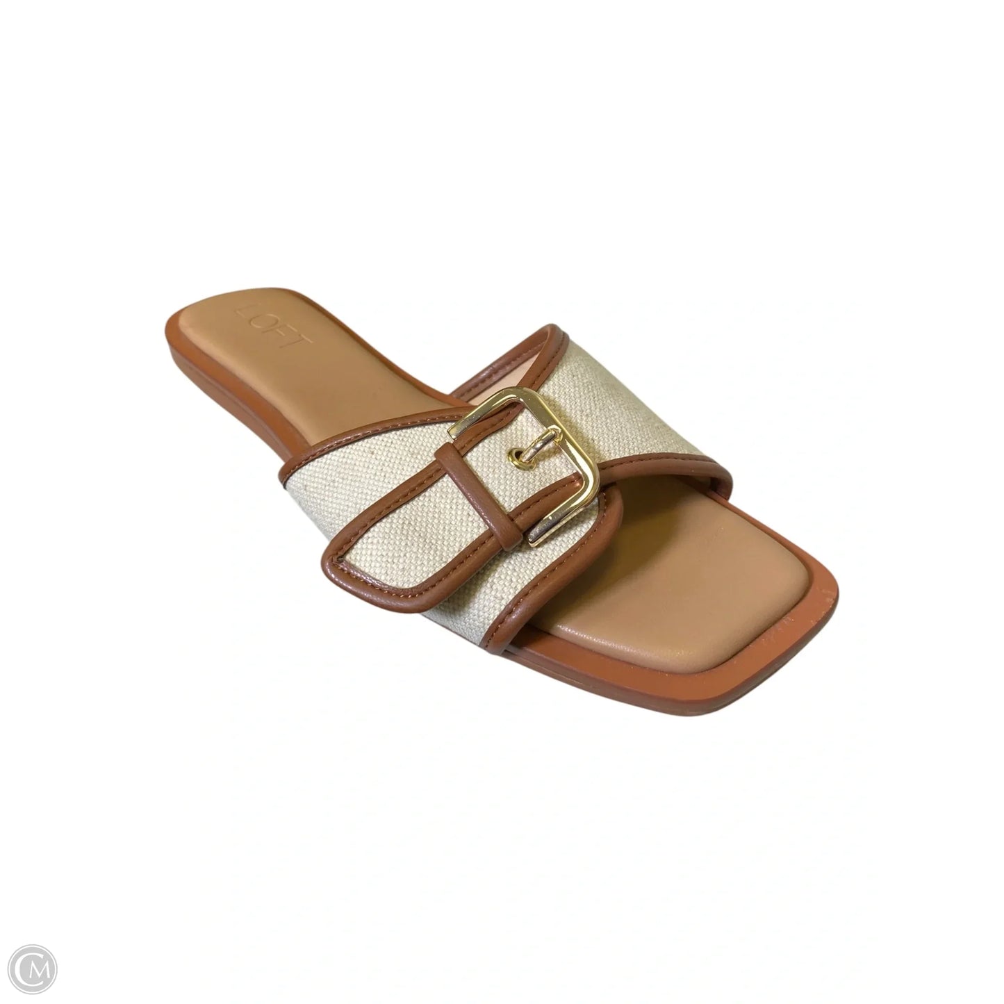 Sandals Flats By Loft In Brown & Cream, Size: 8