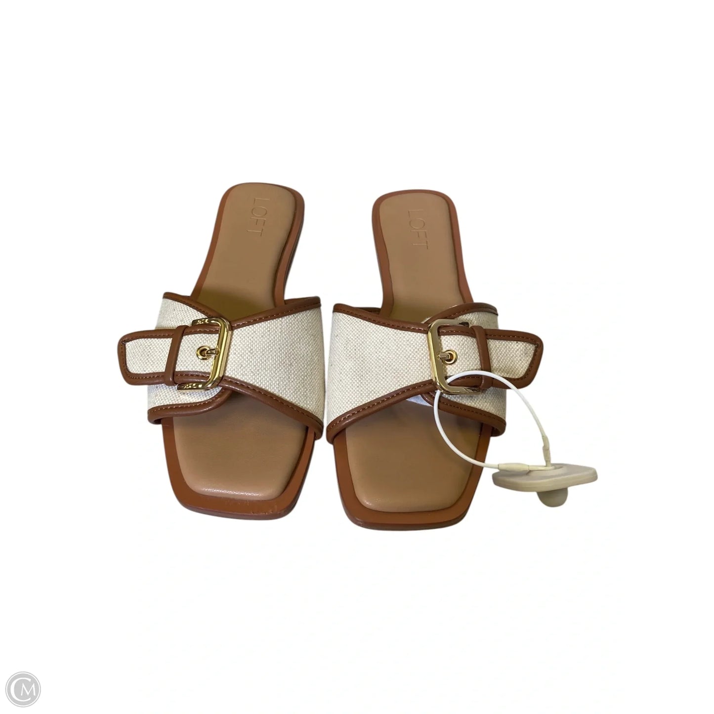 Sandals Flats By Loft In Brown & Cream, Size: 8